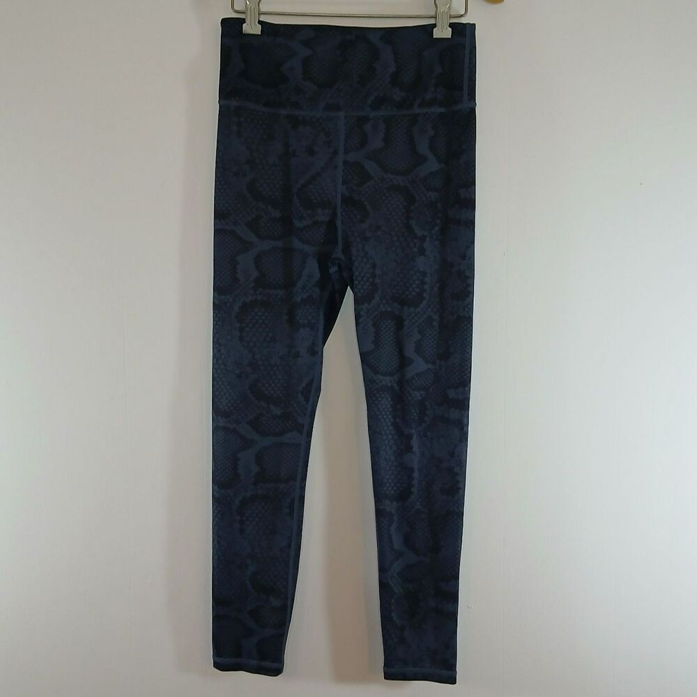 Allfenix Blue Python Print High Waist Leggings Medium Y2K Athleisure Gym Yoga